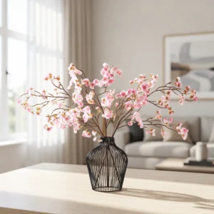 Soft Pink Faux Flower Arrangement, 3 Stems for Living Room Vase Not Included, Spring Decor, No Watering Needed