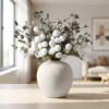 Lifelike Eucalyptus Faux Flower Arrangement, White & Green Artificial Flowers 24 Inch for Wedding Centerpiece, Farmhouse Decor, No Watering Needed