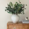 Lifelike Eucalyptus and Blue Berry Faux Flower Arrangement, 31 Inch Silk Floral for Living Room Modern Decor, No Watering Needed