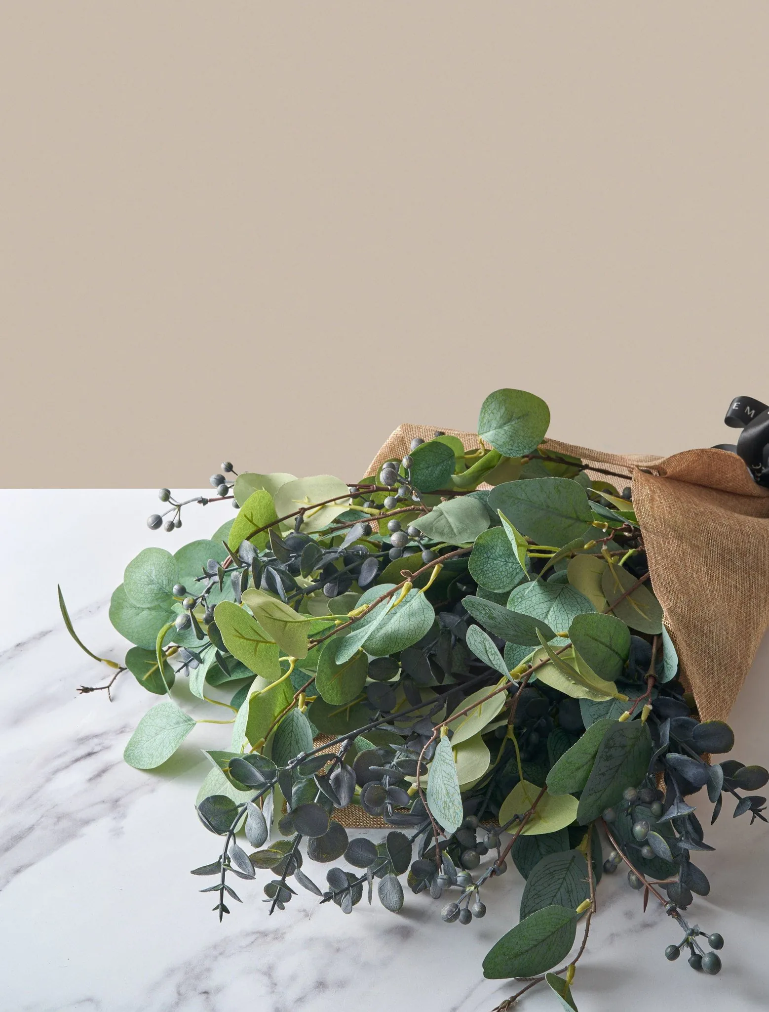 Lifelike Eucalyptus and Blue Berry Faux Flower Arrangement, 31 Inch Silk Floral for Living Room Modern Decor, No Watering Needed