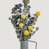 Dried Yellow Craspedia Billy Button Flowers Faux Flower Arrangement, 10 Stems for Dining Table Fall Decor, No Watering Needed with Vase