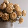 Lifelike Beige Rose Faux Flower Arrangement, 22 Inch Silk Floral Centerpiece for Living Room, Elegant Fall Decor, No Watering Needed Vase Not Included